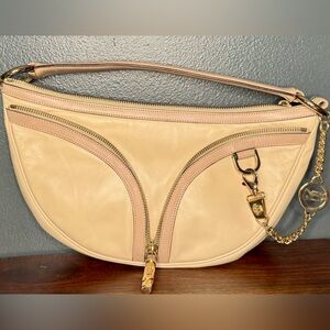 Versace - rare - beige/cream/champagne leather - gold hardware - handbag